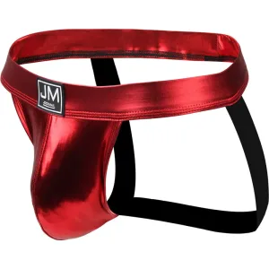 Jockstrap Faux cuir brillant. Rouge Métal