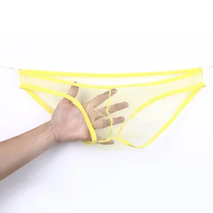 Slip Transparent Homme. Junon Slip Ultra Fin Jaune
