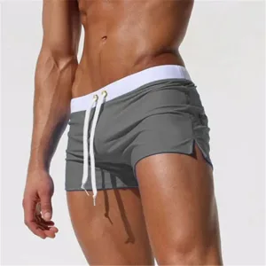 Slip de bain homme Boxer court 2024 Bicolor Gris sombre