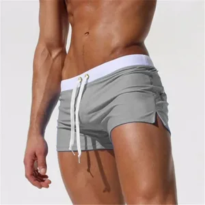 Slip de bain homme Boxer court 2024 Bicolor Gris argenté