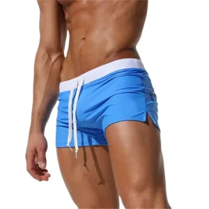 Slip de bain homme Boxer court 2024 Bicolor Bleu Méditerranée