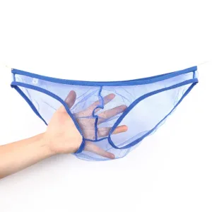 Slip Transparent Homme. Junon Slip Ultra Fin Taille L Bleu