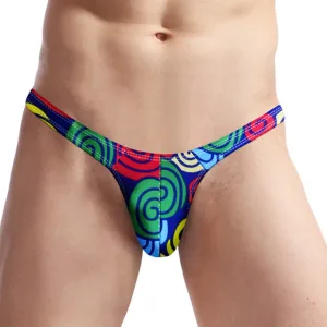 Micro slip homme, string échancré Colorful.