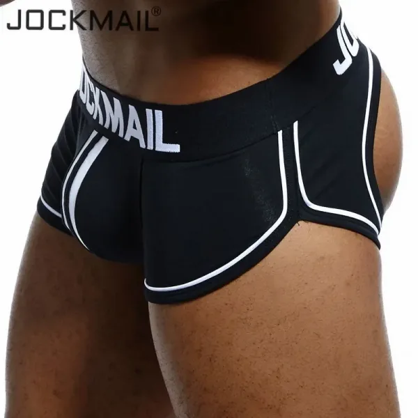 Slip Jockstrap homme type Tanga Noir, marqué JOCKMAIL Brand