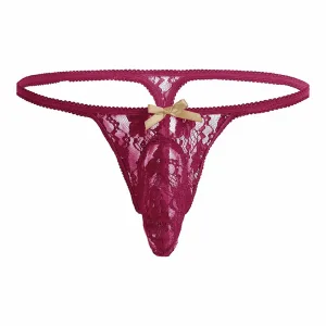 Slip dentelle homme, string homme Sissy Rouge