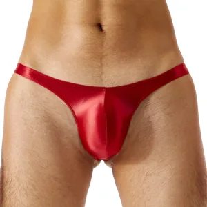Slip homme sexy, Lycra satiné Rouge