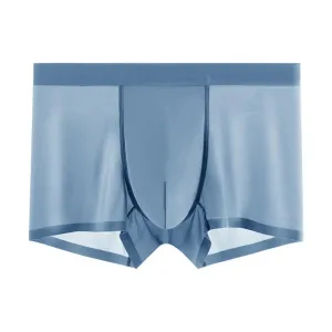 Slip Boxer homme Bleu ultra-fin sans couture, U convexe,