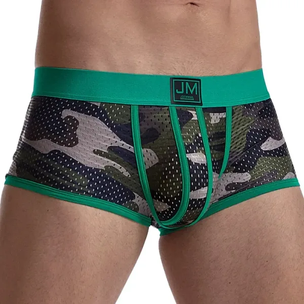 Slip homme, Boxer camouflage à bandes jockstrap Vert
