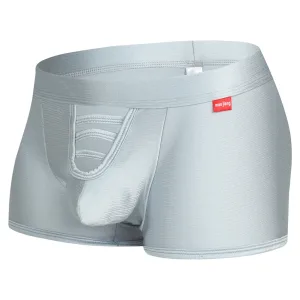 Slip Boxer Homme. "Zeus" Poche Ouverte. Satiné Gris