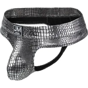 Jockstrap, slip homme sexy Snakeskin, effet peau de reptile Argenté