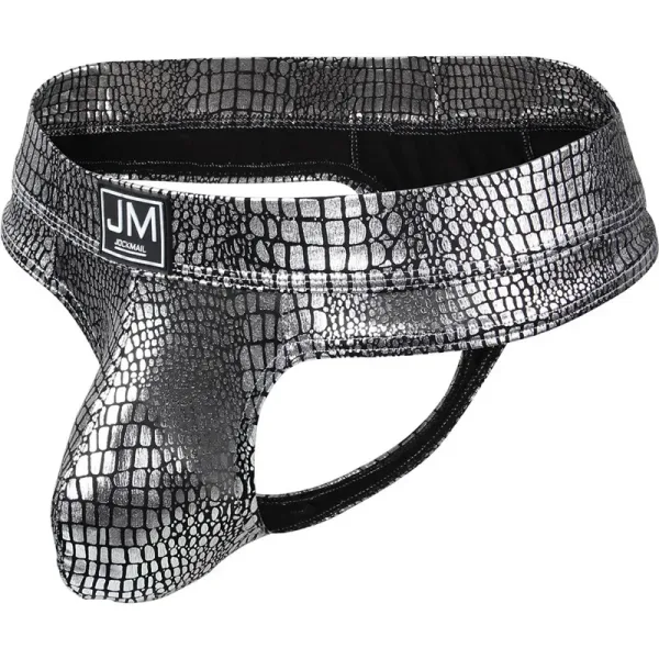 Jockstrap, slip homme sexy Snakeskin, effet peau de reptile Argenté
