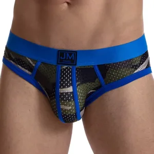 Slip homme, Boxer camouflage à bandes jockstrap Bleu