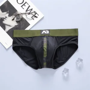 Slip homme taille basse Noir, 3D filet Kaki camouflage, en Polyester élastique et très confortable