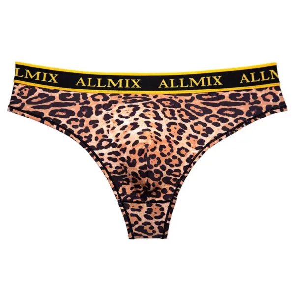 Slip Léopard homme, string homme taille basse, Motifs imprimés léopard Marron foncé