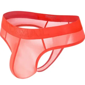 Slip homme ultra fin, Tanga transparent Orange