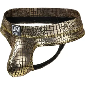 Jockstrap, slip homme sexy Snakeskin, effet peau de reptile Doré