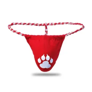 Micro slip homme, string cordon motif patte d'Ours, Rouge