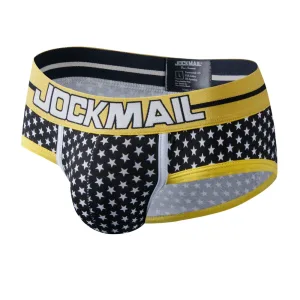 Slip homme taille basse, très confortable motifs fantaisies Jaune-Noir étoiles