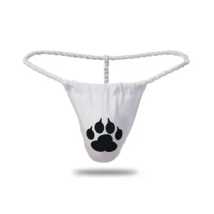 Micro slip homme, string cordon motif patte d'Ours, Ours Blanc