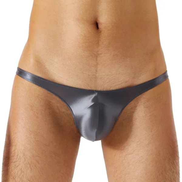 Slip homme sexy, Lycra satiné Gris