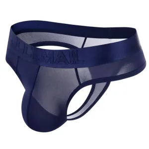 Slip homme ultra fin, Tanga transparent Bleu violet
