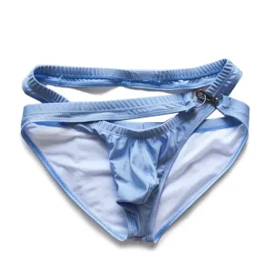 Slip de bain homme, Bikini taille basse. Attache au coté simple en métal,