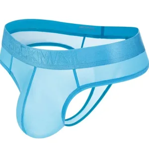 Slip homme ultra fin, Tanga transparent Bleu ciel