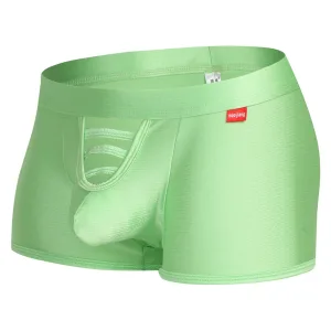 Slip Boxer Homme. "Zeus" Poche Ouverte. Satiné Vert