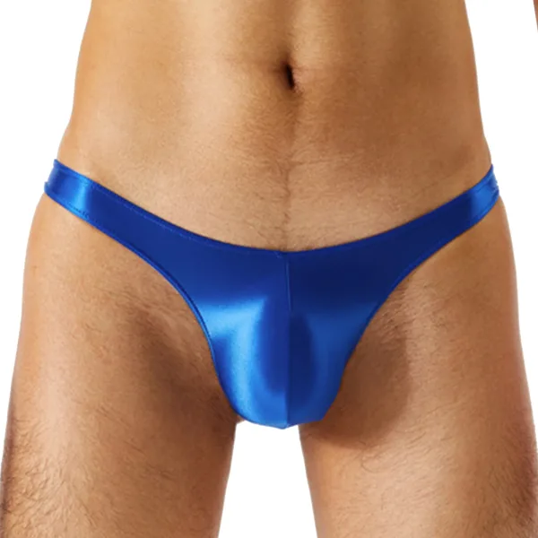 Slip homme sexy, Lycra satiné Bleu