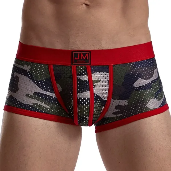Slip homme, Boxer camouflage à bandes jockstrap Rouge