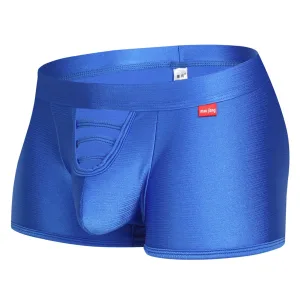 Slip Boxer Homme. "Zeus" Poche Ouverte. Satiné Bleu