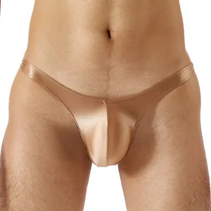 Slip homme sexy, Lycra satiné Café