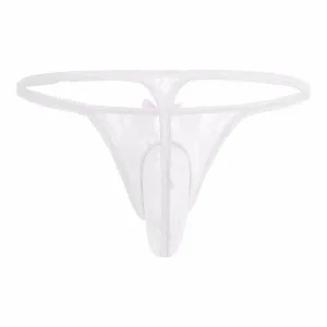 Slip dentelle homme, string homme Sissy Blanc