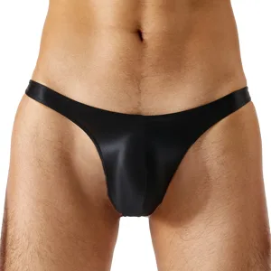 Slip homme sexy, Lycra satiné Noir