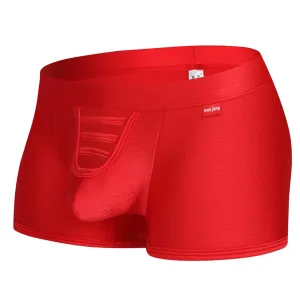 Slip Boxer Homme. "Zeus" Poche Ouverte. Satiné Rouge