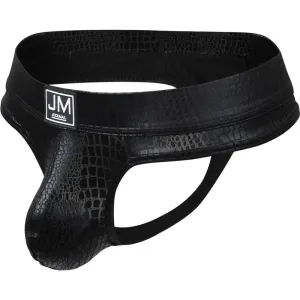 Jockstrap, slip homme sexy Snakeskin, effet peau de reptile Noir