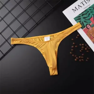 Slip String Homme. Mercure Slip Soyeux Jaune