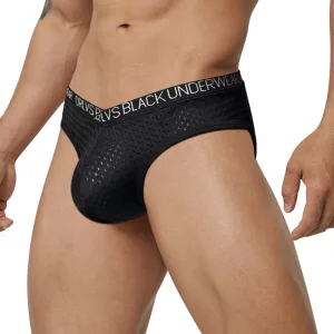 Slip homme coton. Slip moulant homme moderne. Noir