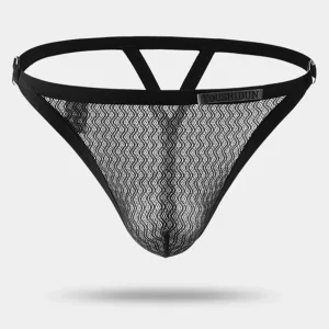 Slip Transparent Homme. "Osiris" String Noir
