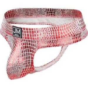 Jockstrap, slip homme sexy Snakeskin, effet peau de reptile Rouge