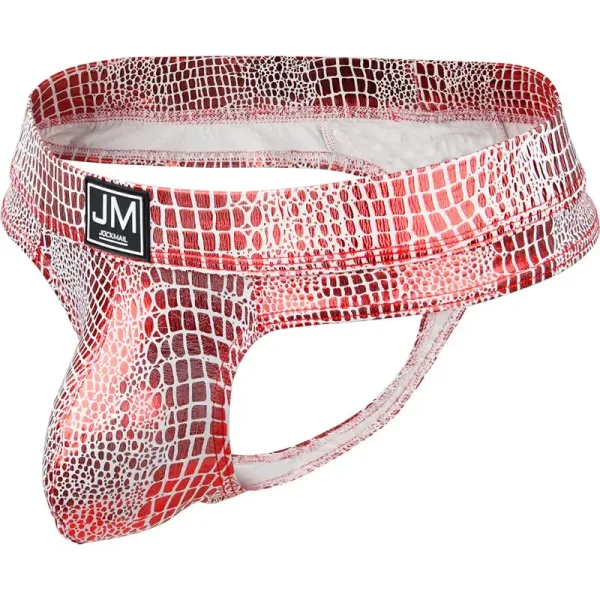 Jockstrap, slip homme sexy Snakeskin, effet peau de reptile Rouge