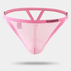 Slip Transparent Homme. "Osiris" String Rose