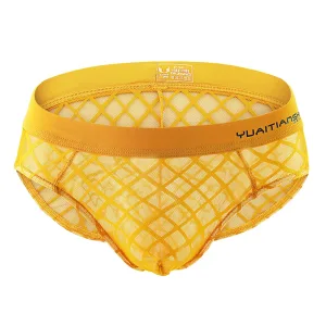 Slip Transparent Homme. Vénus Grillage. Jaune